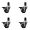 Service Caster 3'' Maroon Poly Swivel 1-5/8'' Expanding Stem Caster Set with Brake, 4PK SCC-EX20S314-PPUB-MRN-PLB-158-4 - alternate 1